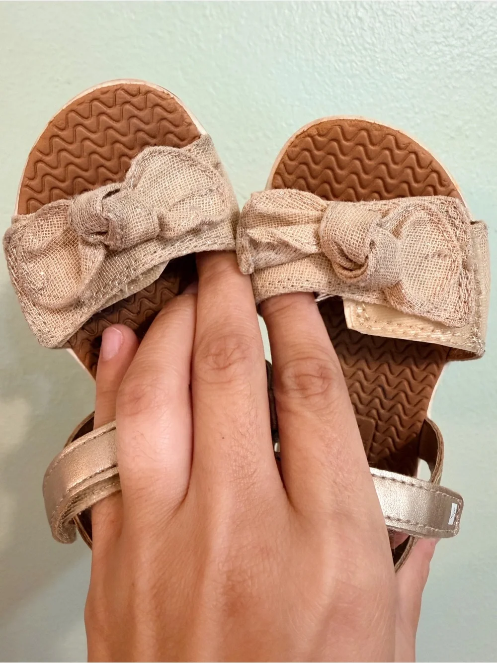 Sperry Toddler Sandals in Tan with Bow Accent